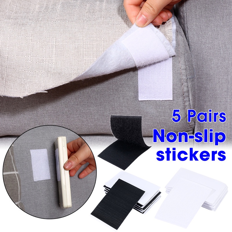 Set 5 Cặp Miếng Dán Cố Định Thảm Lót Sàn Chống Trượt Tự Dính Hai Mặt Hình Vuông Tháo Rời Được Dành Cho Gia Đình