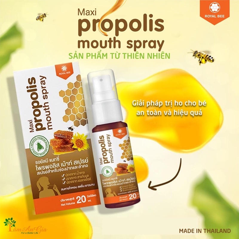 Xịt họng keo ong hoa cúc giúp giảm ho Maxi Propolis Thái Lan (20ml)