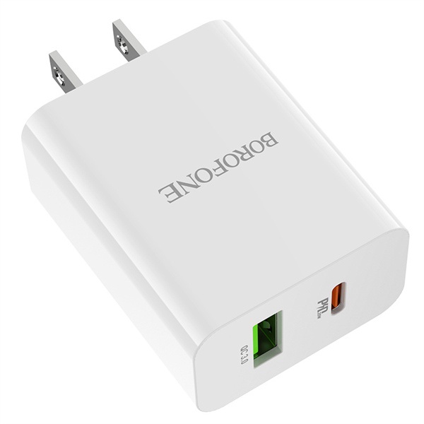 Củ sạc 20W Borofone BA56 có 2 cổng sạc USB và Type-C hỗ trợ công nghệ PD