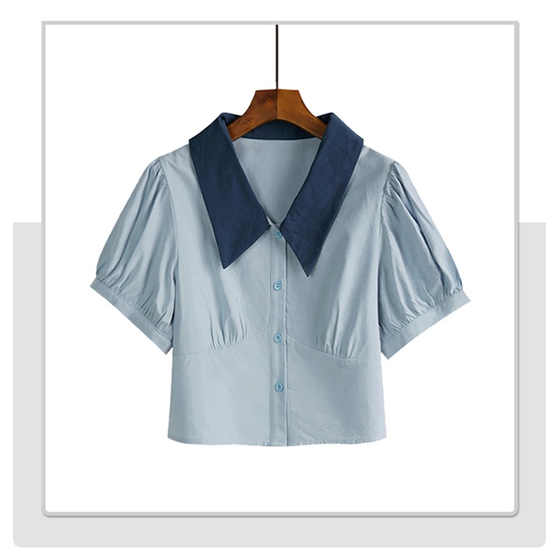 Áo Cộc Tay Sơ Mi Nữ Dáng Croptop Cổ Polo Tay Ngắn Bồng Thời Trang Sugal SO MI NU 014V2