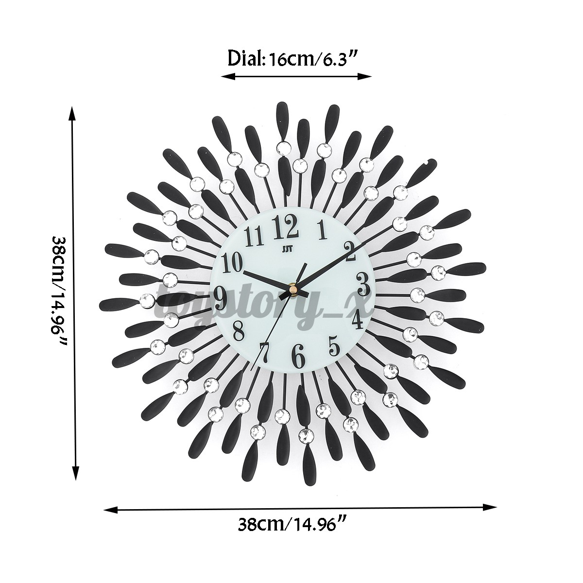 Wall Clock Hanging Silent Quartz Battery Powered Watch Home Decor 38 x 38 cm