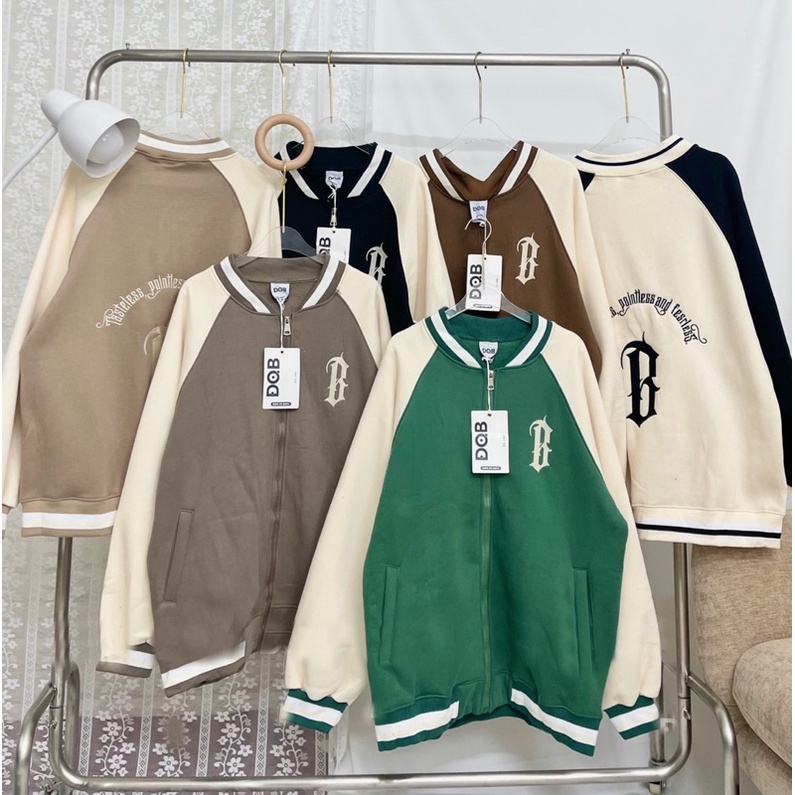 áo khoác nỉ bomber B dáng rộng loại 1 lót nỉ siêu dày