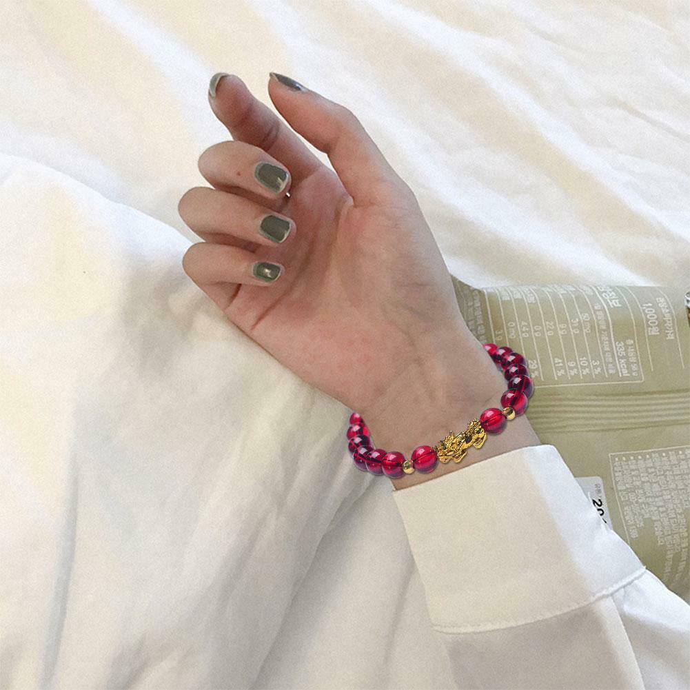 Vòng tay chuỗi hạt đá garnet màu đỏ may mắn dành cho nam và nữ