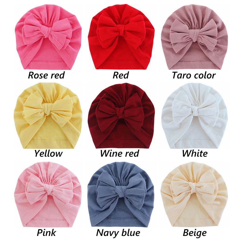 Mũ turban cotton mềm mại đính nơ xinh xắn cho bé MIHAN1