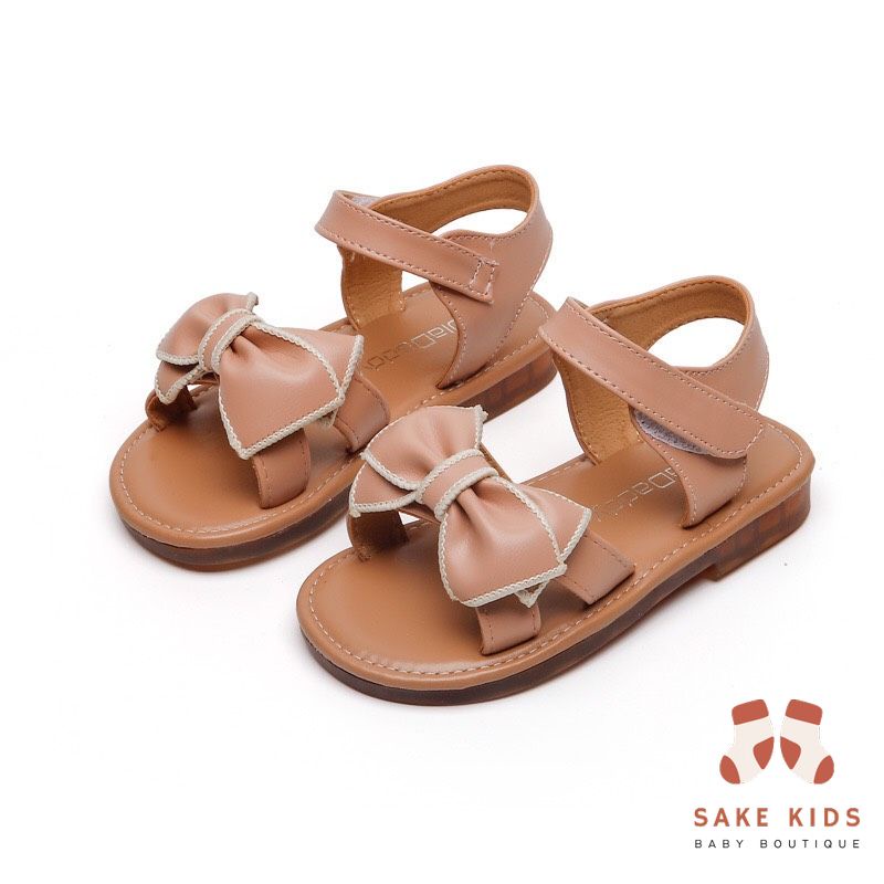 Giày sandal bé gái - Dép quai hậu gắn Nơ thêu viền quai dán chất mềm nhẹ kiểu dáng Hàn Quốc mẫu mới nhất M63