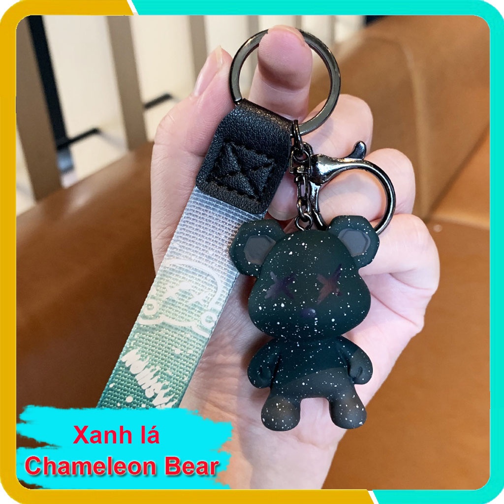 Móc Khóa Gấu Hàn Quốc Dễ Thương,Chameleon Bear, Móc Treo Trên Balo, Túi Xách, KB-01