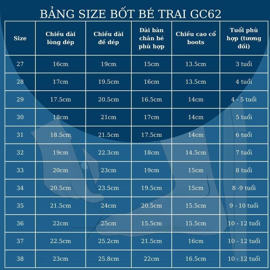 Giày Boot đen cho bé trai 3 - 12 tuổi cổ cao da mềm êm chân khỏe khoắn năng động phong cách Hàn Quốc GC62