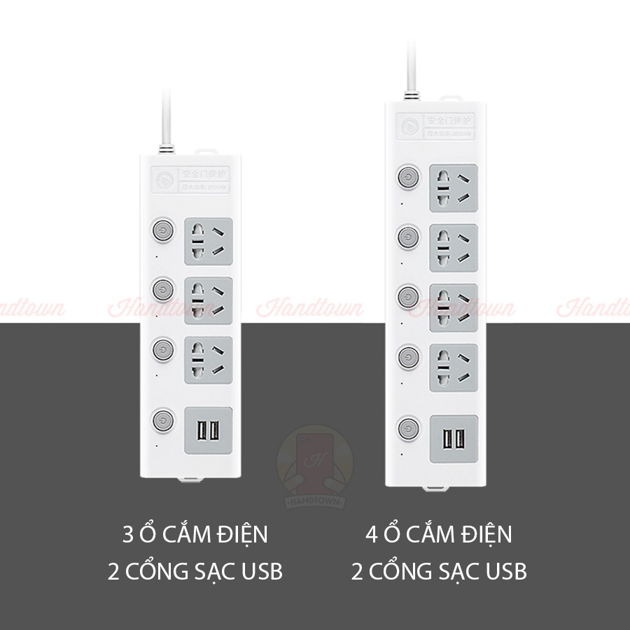 Ổ Cắm Điện Thông Minh 4 Cổng 2500W 2 Cổng Usb Độc Lập Tự Động Dài 1.8m An Toàn Tiết Kiệm Điện Năng Handtown