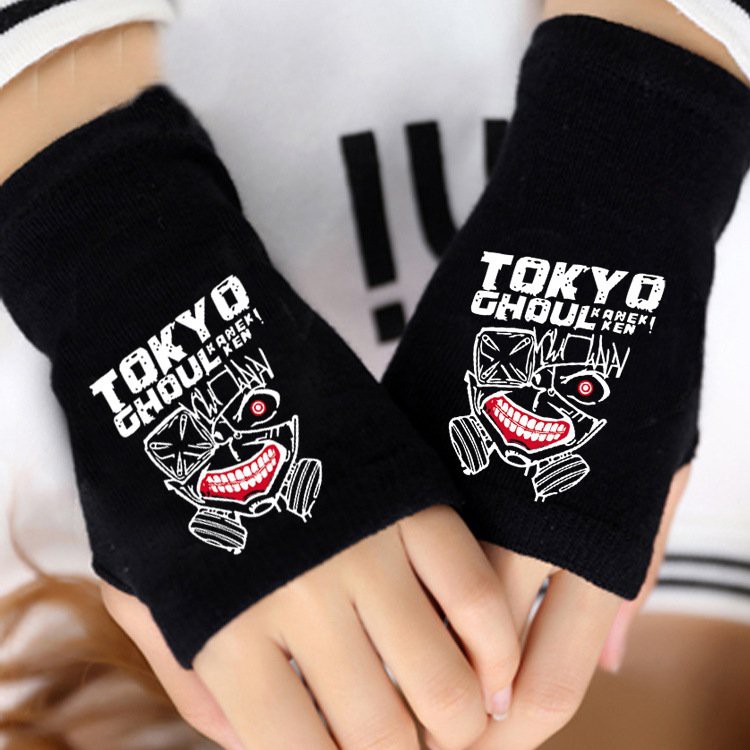 Găng tay len hở ngón in hình TOKYO GHOUL anime chibi thời trang nam nữ