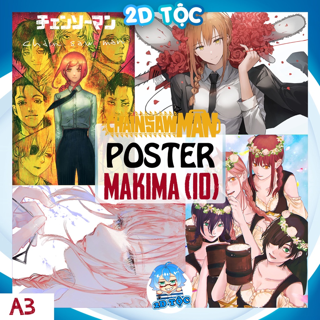 Tranh poster A3 Makima (10) Anime Manga Chainsaw Man chất liệu giấy cao cấp - 2d tộc shop