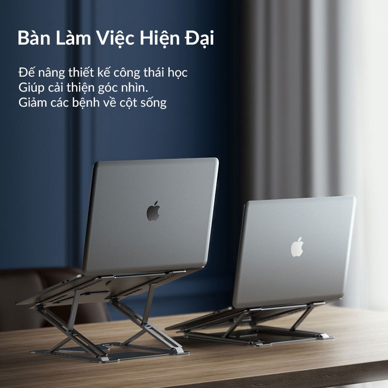 Giá Đỡ Laptop, Đế Nâng Macbook Boneruy Hợp Kim Nhôm 2 Tầng Điều Chỉnh Nhiều Góc Độ Cao Thấp Dễ Dàng, Tản Nhiệt Nhanh