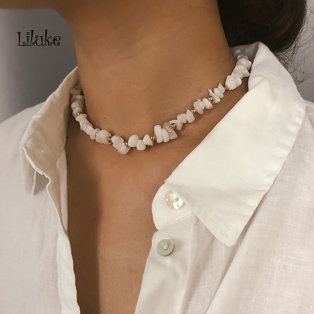 Vòng Cổ Choker Phối Hạt Đá Phong Cách Bohemian Cá Tính Cho Nữ