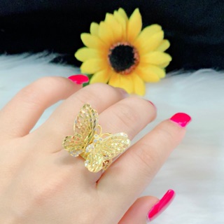 Nhẫn nữ cao cấp màu vàng 18k kiểu con bướm
