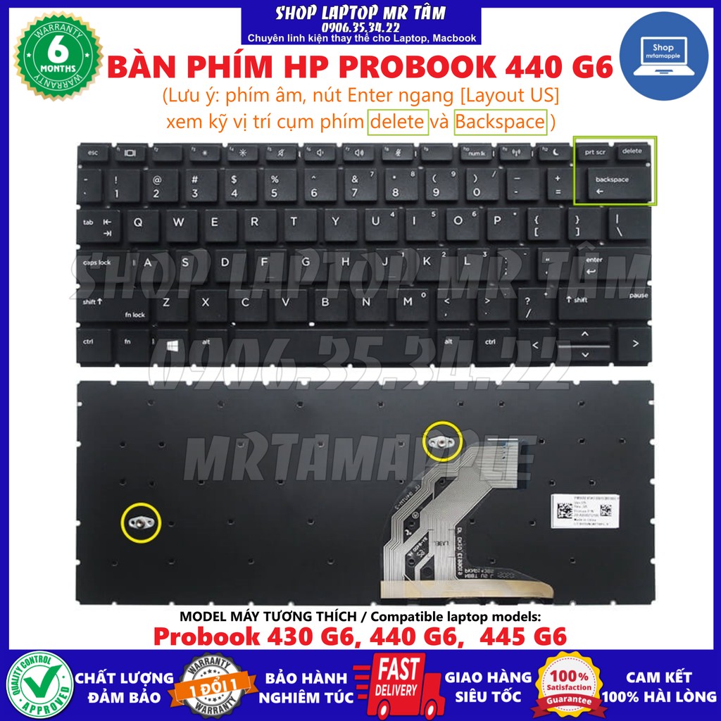 (KEYBOARD) BÀN PHÍM LAPTOP HP PROBOOK 440 G6 dùng cho Probook 430 G6, 440 G6, 445 G6