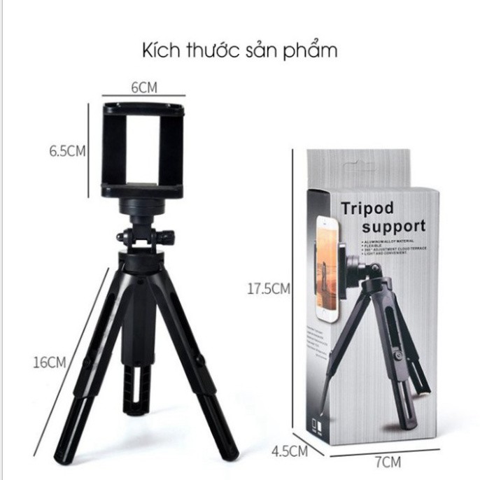 Hợp Kim Tripod Chụp Ảnh Quay Phim Mini 3 Chân Giá Đỡ Cho Điện Thoại Smartphone Xoay 360 Độ Cao Cấp