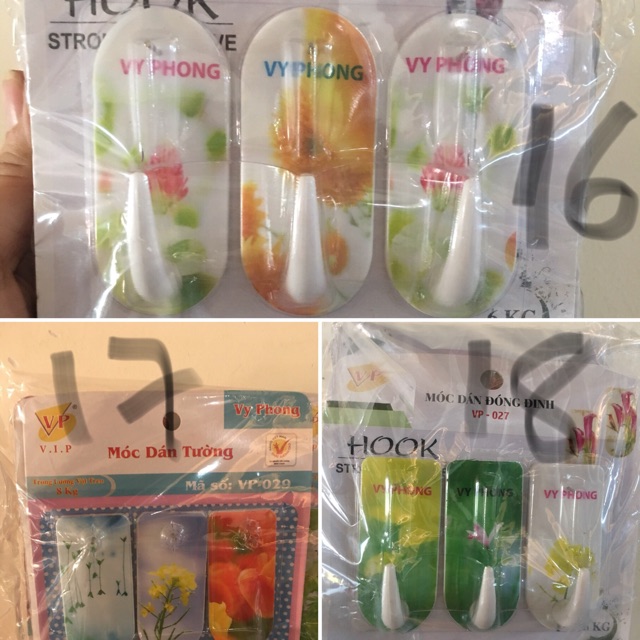 Combo 10 vĩ móc dán tường có đinh đóng vào tường