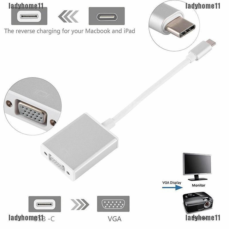 LHE USB 3.1 Type C To VGA Adapter Cable USB-C Male To VGA 1080p Female Converter