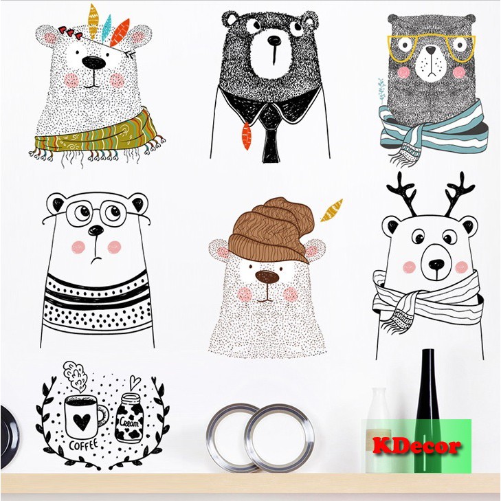 Decal dán tường gấu cute