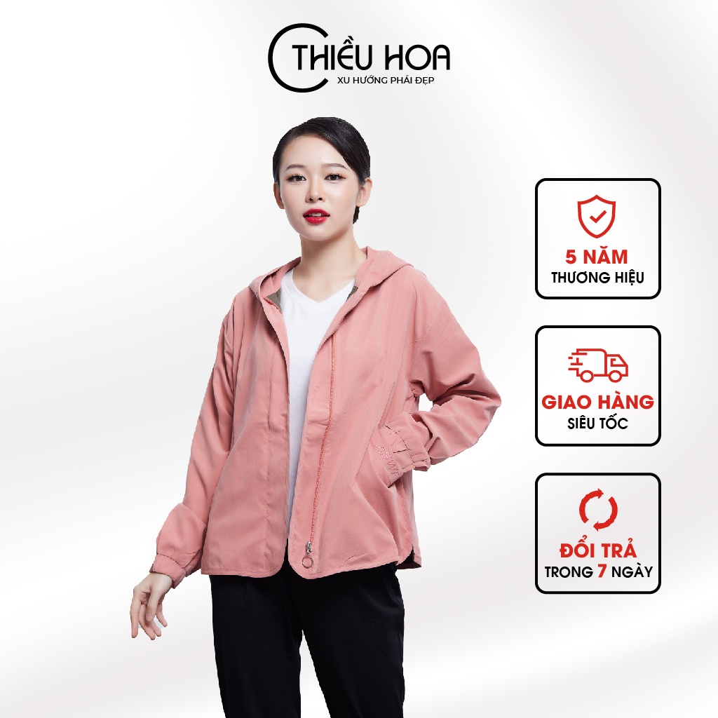 Áo Khoác Trung Niên Nữ Kaki Nhung 2 Lớp  Thiết Kế Mũ Sau Nhã Nhặn Làm Quà Cho Mẹ Form Rộng Thương hiệu Thiều Hoa T667