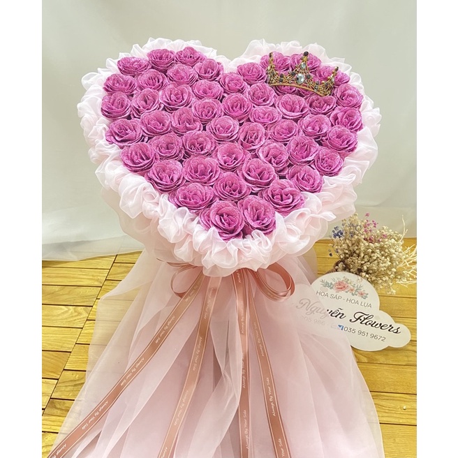 [Quà Valentine - Hot] Bó hoa hồng Nhũ vĩnh cửu 50 bông cực đẹp, siêu to nhận đặt mầu theo yêu cầu