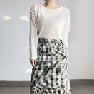 Set áo phông chân váy kẻ ( basic t shirt - gingham skirt ) by Mow studio