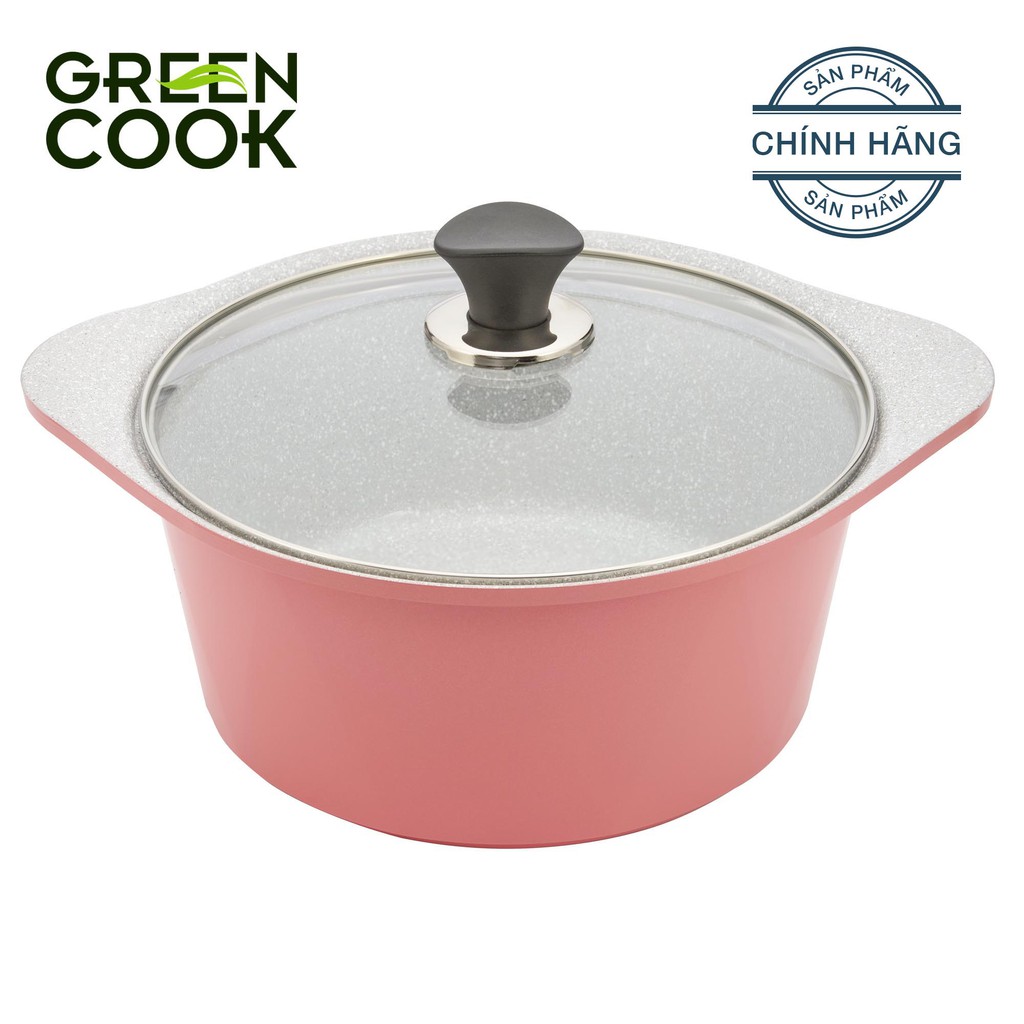 Nồi đúc ceramic vân đá đáy từ chống dính 20cm Green Cook GCS02-20IH