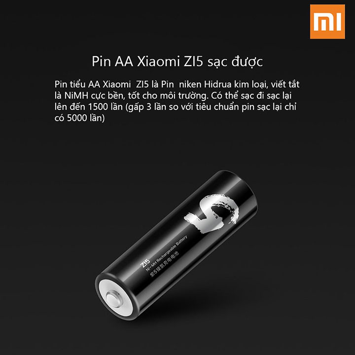 Hộp 4 Pin AA số 5 Xiaomi ZI5 Ni-MH Rechargeable Battery sạc lại 800 lần