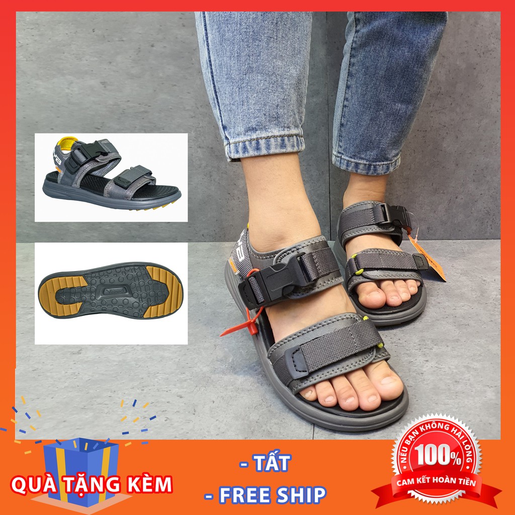 Sandal Vento nam nữ SD-NB38 màu xám Grey Yellow, Dép quai sau chính hãng quai dán và quai bấm linh hoạt