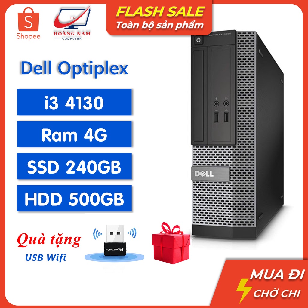 Case Máy Tính Đồng Bộ ⚡️Freeship⚡️ Bộ Máy Tính Bàn - Dell Optiplex 3020 i3 4130 (Ram 4GB/SSD 240GB/HDD 500GB) - BH 12T