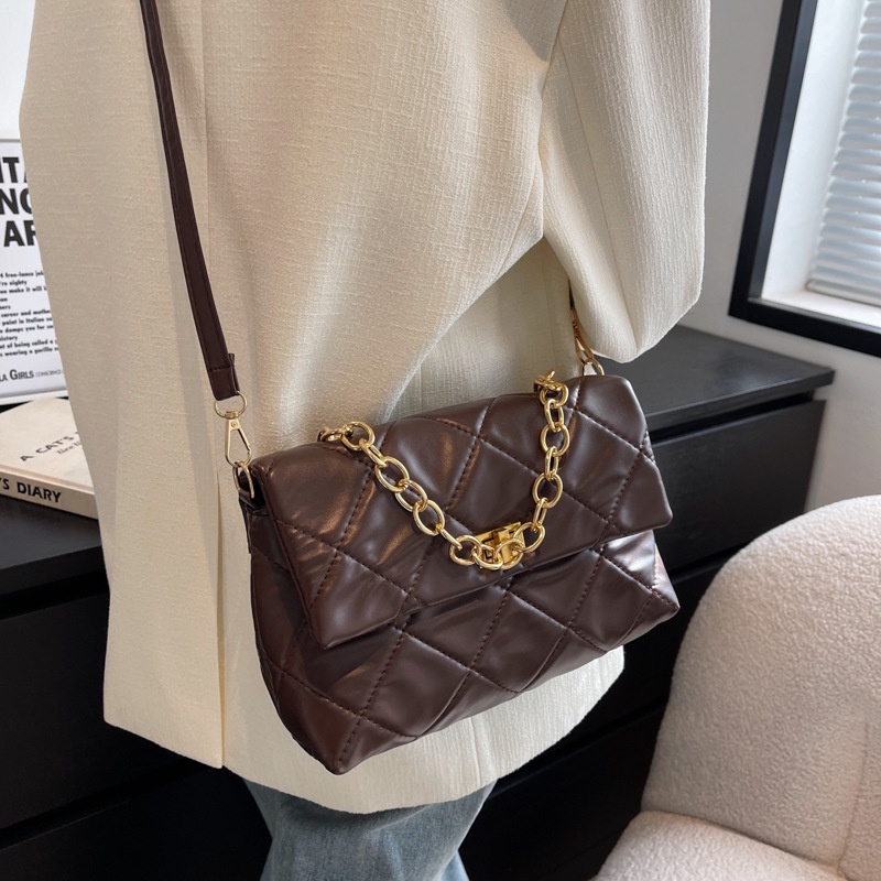 Túi Đeo JASMIN NOIR Chéo Dáng Vuông Nhỏ Họa Tiết Caro Phối Dây Xích Thời Trang Cao Cấp Cho Nữ