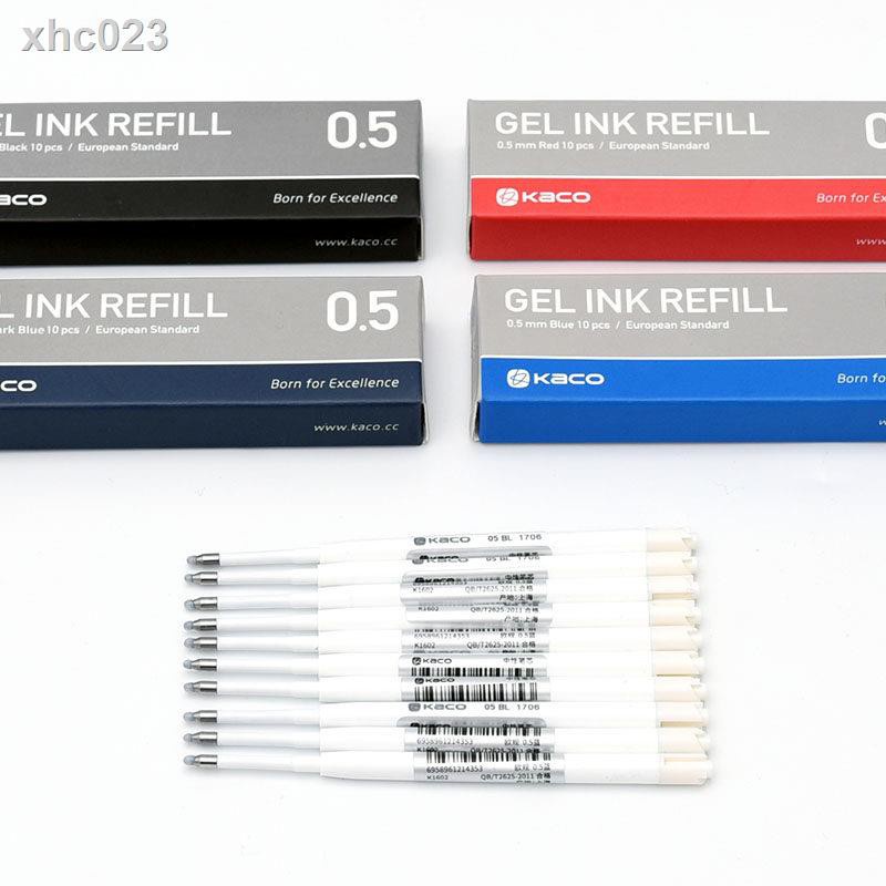 Set 10 Ruột Bút Gel Kaco Tiêu Chuẩn Châu Âu 4 Ngăn G2 Thay Thế Bằng Kim Loại Kích Thước Lớn 0 5Mm