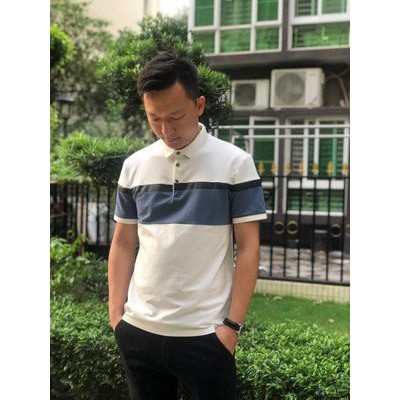 Áo thun nam phối kẻ, cổ viền vải cotton trẻ trung hàng xuất dư | BigBuy360 - bigbuy360.vn