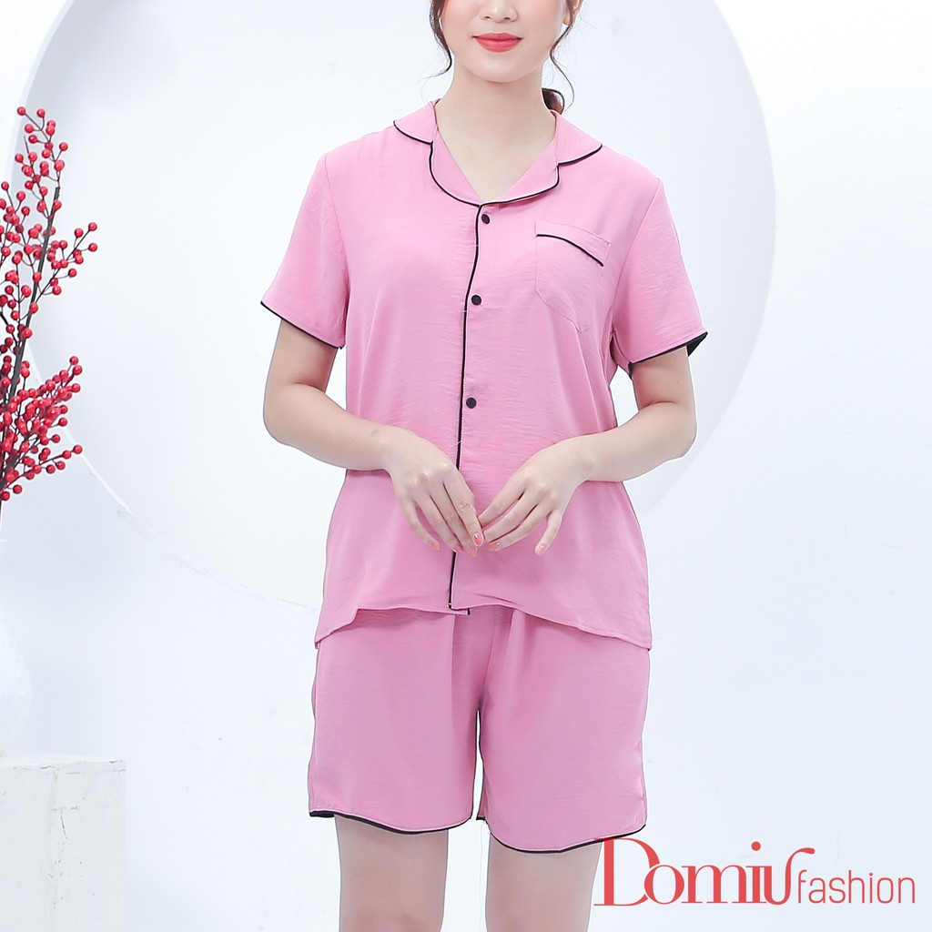 Bộ đồ mặc nhà chất đũi cổ Vest cộc tay cho nữ | BigBuy360 - bigbuy360.vn