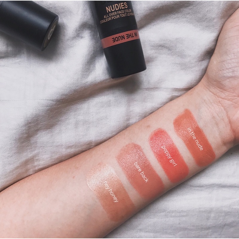 Phấn má dạng thỏi Nudestix Nudies Blush màu Sunset Trip/ Nude Peach/ In The Nude/ Poppy Girl/ Sweet Peach Peony