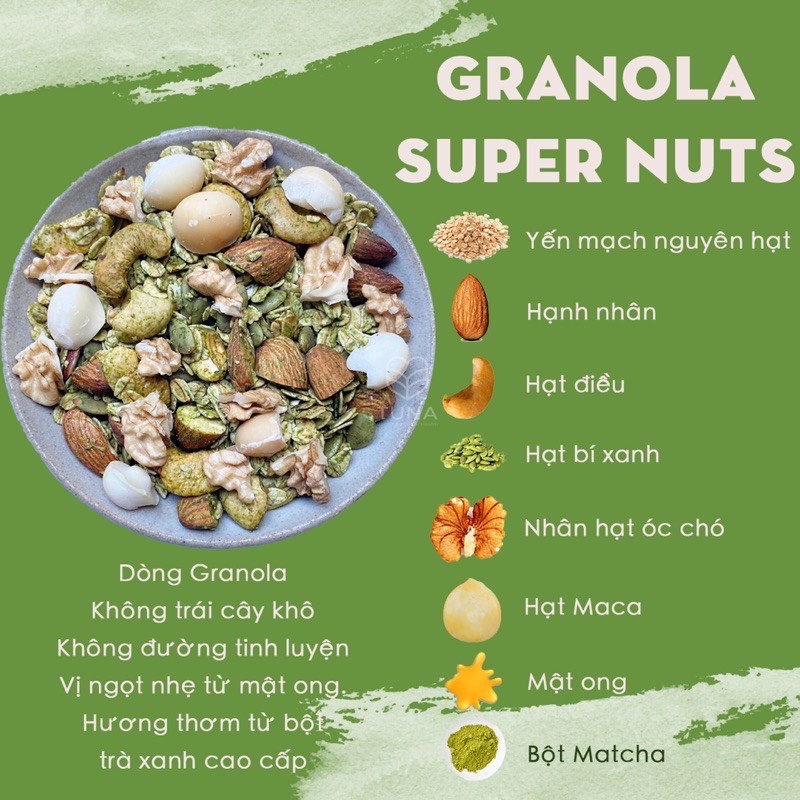 Granola ăn kiêng Siêu hạt, Ngũ cốc giảm cân Mix 9 loại hạt và quả Nhà Lá