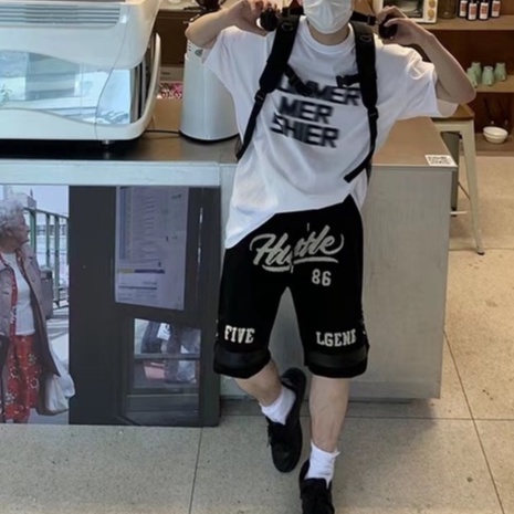 Quần Short Denim Ống Rộng In Chữ Thời Trang Hip Hop Dành Cho Nam Và Nữ