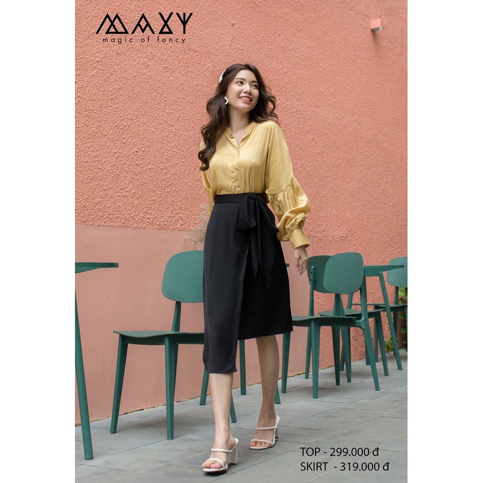 Áo sơ mi nữ tay bồng bềnh đáng yêu cổ trụ standneck shirt Maxy Workshop