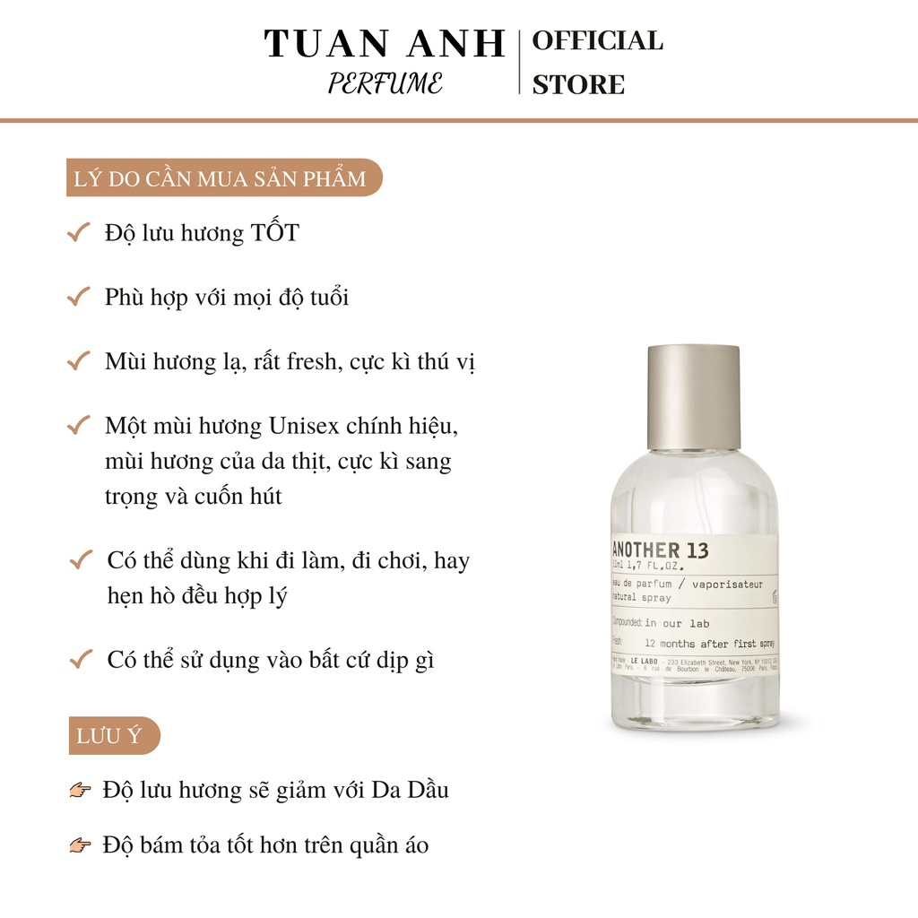 Nước hoa Le Labo Another 13 Unisex chính hãng thơm lâu giá Tốt TUAN ANH PERFUME