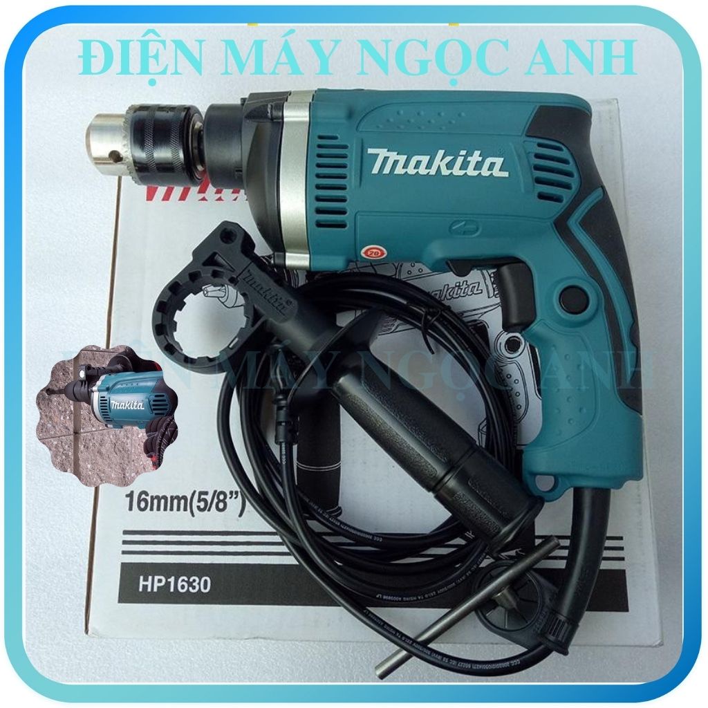 Máy khoan đục bê tông tường cầm tay bắn bắt vặn vít Makita HP1630 điện mini đa chức năng giá rẻ