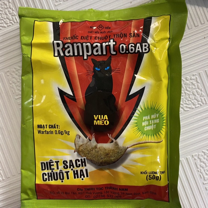 Thuốc diệt chuột trộn sẵn dạng thóc RANPAT 6AB  gói 50gr hiệu quả với tất cả các loại chuột, an toàn với vật nuôi
