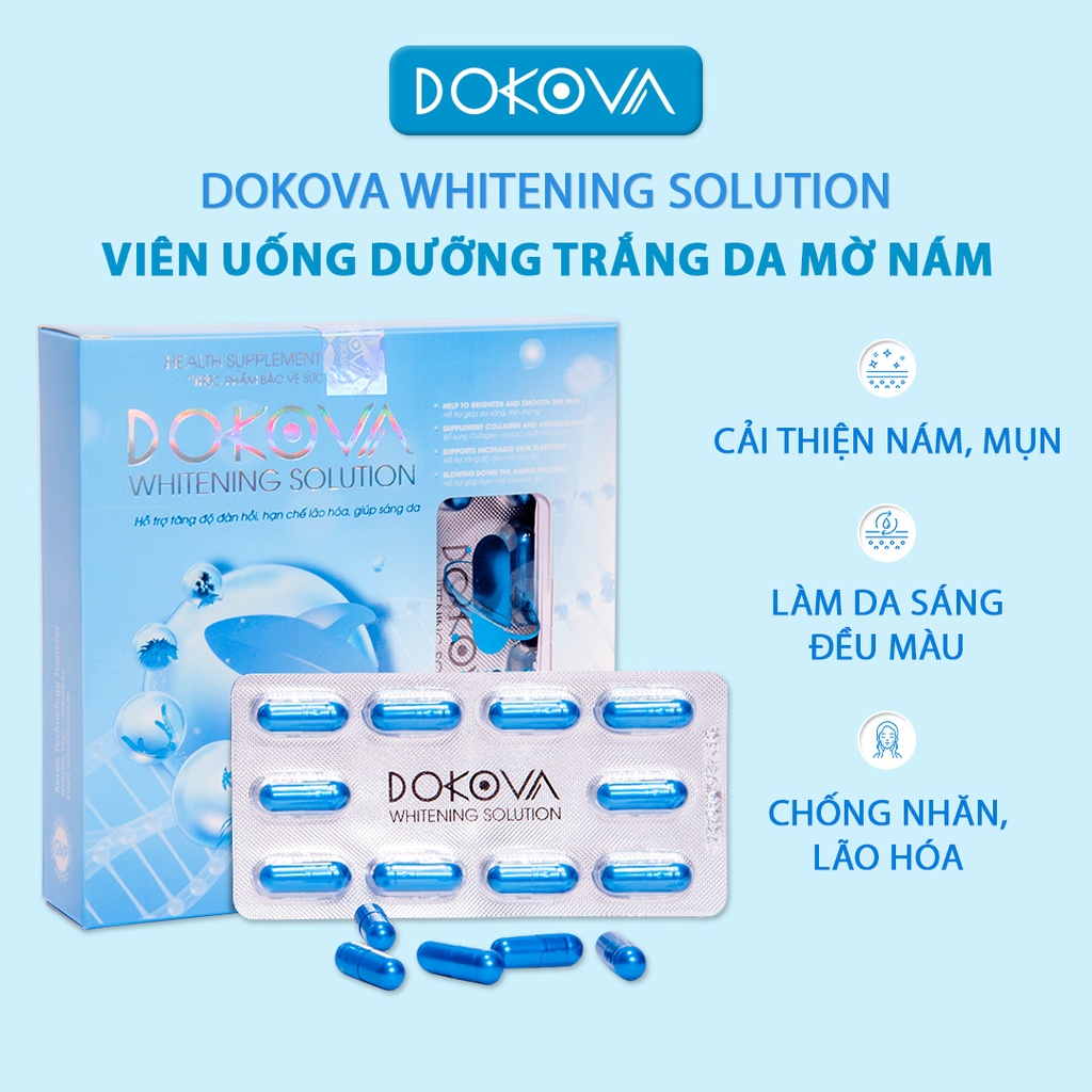 Viên uống dưỡng trắng da mờ nám - DOKOVA WHITENING SOLUTION 20 viên/hộp