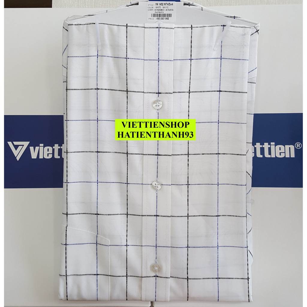 (1452 Sn) ÁO SƠ MI VIỆT TIẾN NGẮN TAY VẠT NGANG VẢI TRE CA RÔ | BigBuy360 - bigbuy360.vn