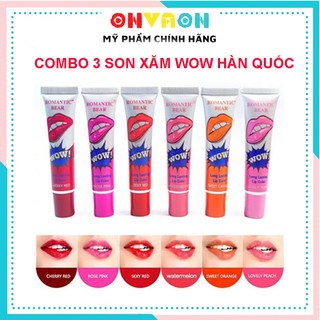 Set 3 Son Lì Mịn Môi, Son Xăm Hàn Quốc