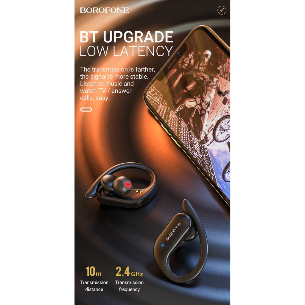 [Mã ELMSBC giảm 8% đơn 300K] Tai nghe Bluetooth TWS Borofone BE33 Rhyme BT V5.0 (Đen) - Hàng chính hãng