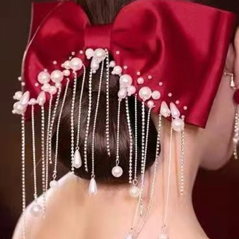 Dây Buộc Tóc Ruy Băng Lớn Màu Trơn Dành Cho Cô Dâu