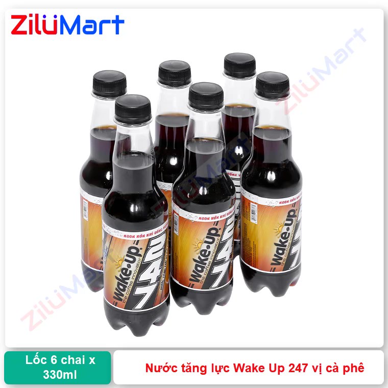 Lốc 6 chai nước tăng lực Wake Up 247 vị cà phê loại 330ml