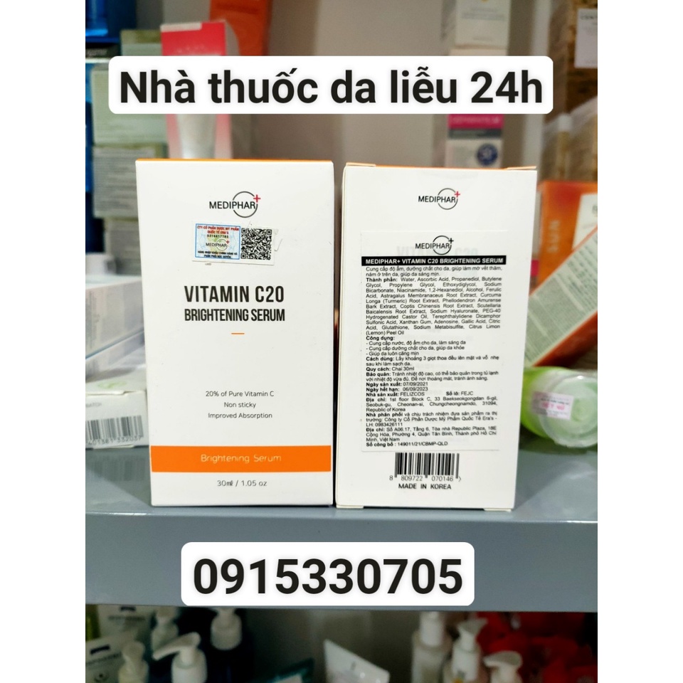 Serum Dưỡng Trắng Sáng Da, Giảm Thâm Nám Sạm Da, Chống Lão Hóa MEDIPHAR+ VITAMIN C 20