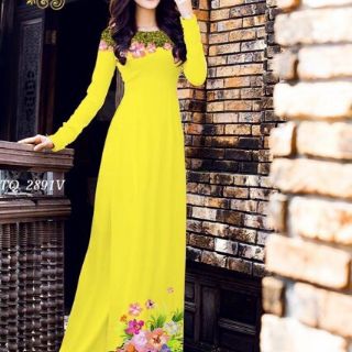 Vải áo dài lụa nhât in 3D 2 bô cho khach