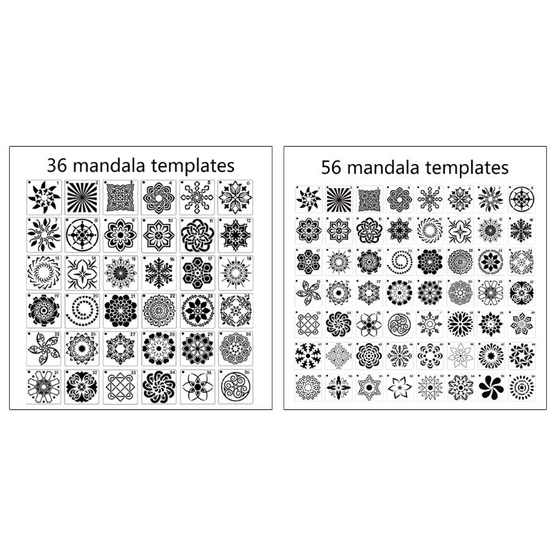 Bộ 36/56 khuôn họa tiết hoa mandala chuyên dụng cho vẽ tranh