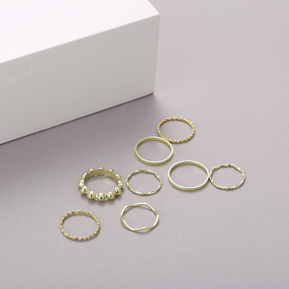 Set 8 Nhẫn Đeo Tay Kim Loại Đơn Giản Vintage Cho Nữ